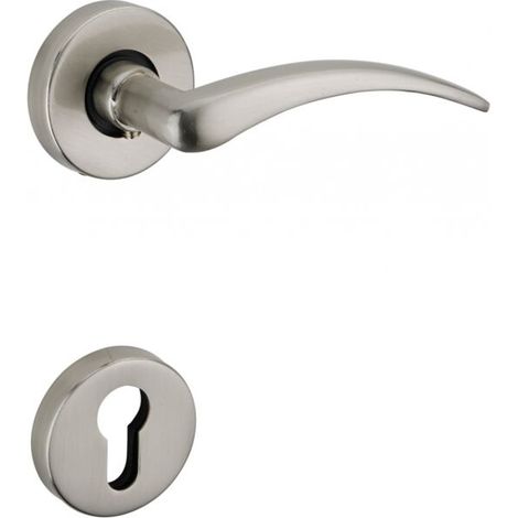 Paire de béquilles pour porte, carré 7mm, nickelé satiné - (1/2)