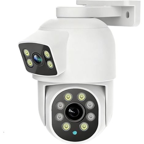 Caméra dôme PTZ POE IP 8MP à Double Objectif, Surveillance de sécurité, Suivi à 360 °, Microphone intégré for l'extérieur et la Maison(8MP POE No Card) (1/5)