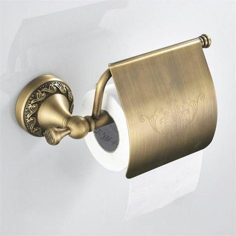 Retro-Toilettenpapierhalter aus Messing, Toilettenpapierhalter mit Deckel, Retro-Wandrollenhalter aus Messing, 20 x 11,7 cm