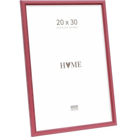 Cadre photo - finition rouge - bois - pour format 20x30 cm - style campagnard - S236F4 - accrocher ou poser (1/5)