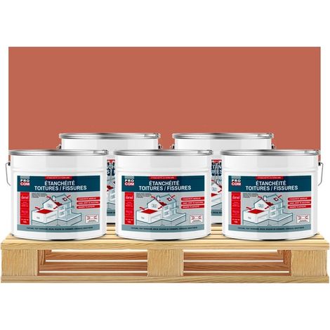 Peinture, résine d'étanchéité toiture, réparation tuiles, fissures, anti-fuites, décore, protège, plusieurs coloris PROCOM B46A55 5 x 10L (1/5)