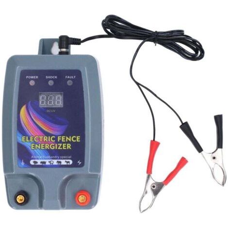Kit de clôture électrique, clôture électrique de 5 km, convient au bétail et aux animaux, avec émetteur de clôture, haute puissance, 3 modes de puissance, convient à l'élevage de volailles. (1/4)
