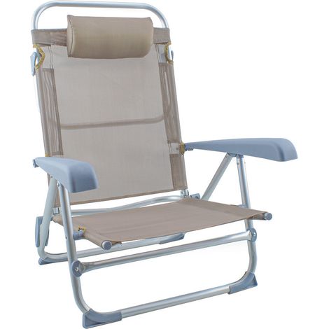 Silla de playa Spiaggina en Textilene con cojín reclinable de aluminio Color: Beige