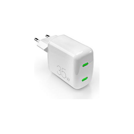 Chargeur pour téléphone mobile Puro Bloc secteur MiniPro Double USB C 35W Blanc