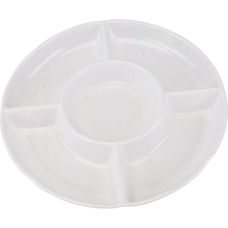 Plateau à apéritifs à cinq compartiments, plateau de cuisine blanc (1/5)
