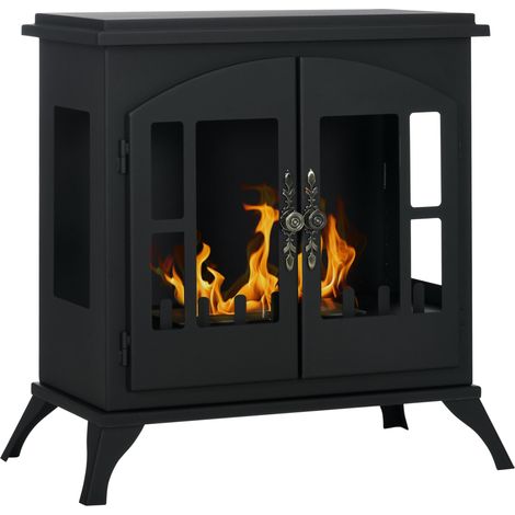 Camino a Bioetanolo da Pavimento 55x31x55 cm Bruciatore da 0,9L in Acciaio Inox Nero (1/5)