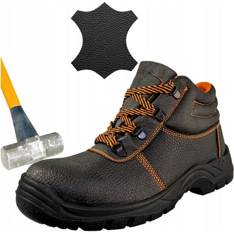 Sicherheits-Arbeitsschuhe für Herren, Knöchelstiefel mit Zehenschutz, helles Leder