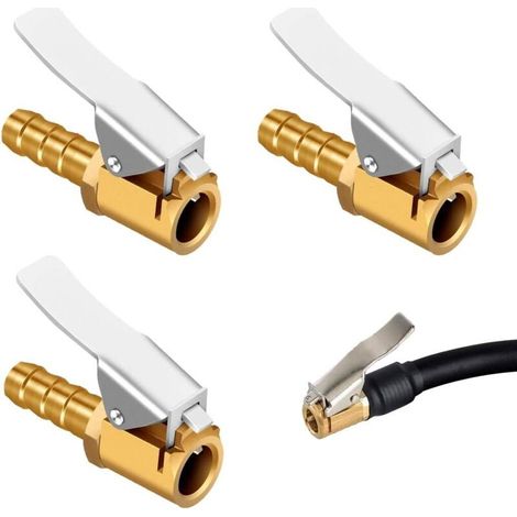 3 Pièces Embout de Gonflage Laiton, Clip de Pompe à Air, Raccord de Valve de Gonflage, Adaptateur de Valve de Pneu de Voiture, pour Pneu de Voiture ou Camion, Type barbelé, 8 mm
