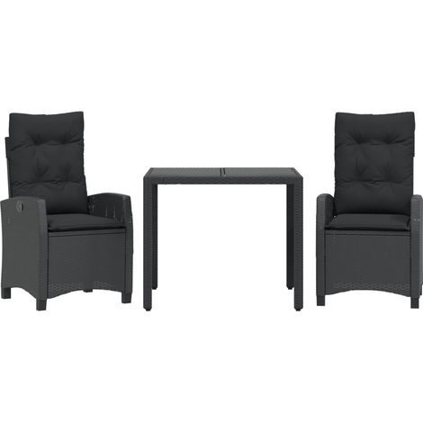 Maison Exclusive - 3-tlg. Garten-Essgruppe mit Kissen Schwarz Pol