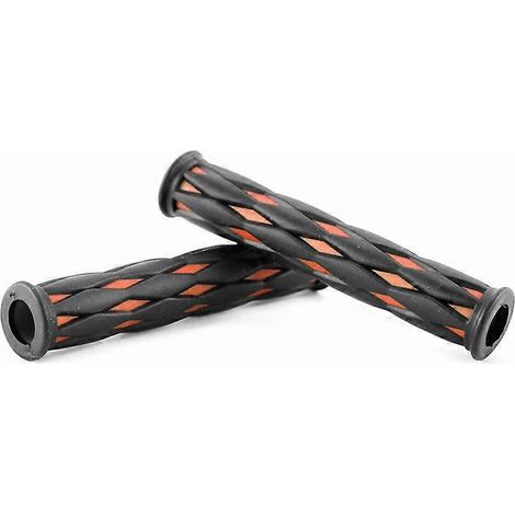 Gants de guidon pour trottinette électrique et moto, poignées de frein et de klaxon, manchons en caoutchouc antidérapants, confortables et résistants, polyvalents (à carreaux orange et noir) (1/5)