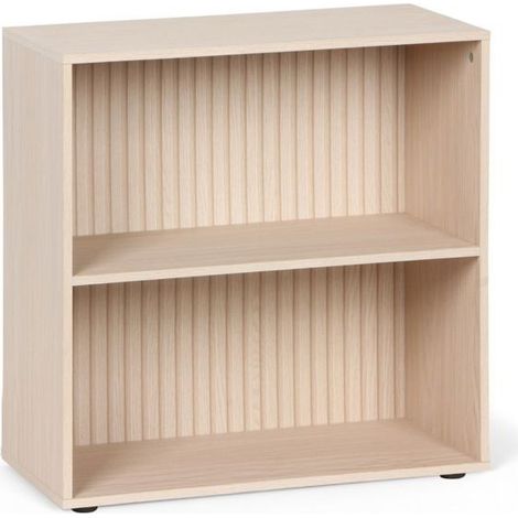 Bibliothèque - JUANIO - 2 niveaux - effet bois clair - 2 compartiments - 60 x 29,7 x 60 cm (1/5)