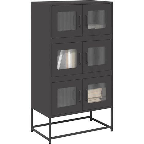 Highboard Schwarz 68x39x123 cm Stahl (1/5)