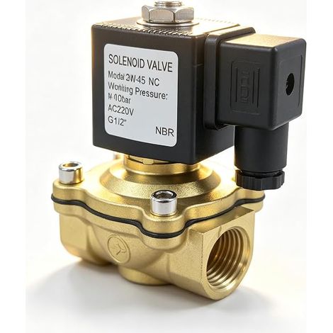 Electrovanne Laiton 1/2" 220V AC Normalmente chiuso NC Eau Air (1/5)