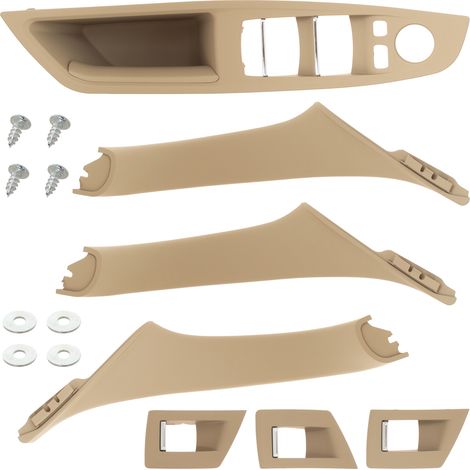 Juego de manijas interiores de puertas delanteras y traseras para BMW Serie 5 F10 F11 (2009-2017), 7 piezas. COLOR BEIGE. (1/5)