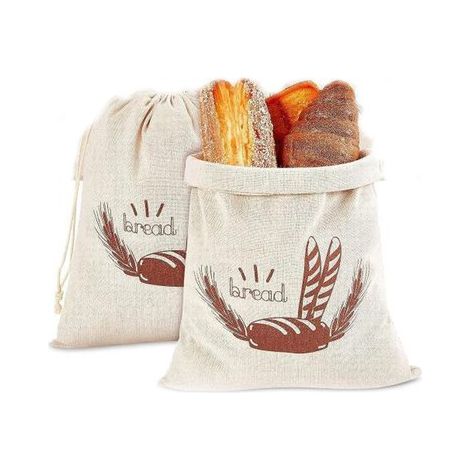 Sac à pain - 2 pièces - Sacs à pain avec cordon de serrage - Réutilisable - Sacs de rangement pour pain - Sac à pain avec cordon de serrage - Pour pain fait maison et friandises de boulangerie - 31x39 (1/5)