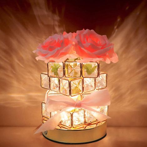 Lampe de table rose, rechargeable, sans fil, tactile, 3 couleurs, variateur d'intensité, idéale pour la fête des mères, un anniversaire (1/5)