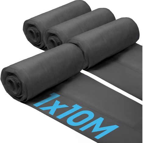 Lot de 4 rouleaux tissu anti‑mauvaises herbes 50gsm noir 2m x 20m, membrane barrière perméable pour jardin, parterres, potager (1/5)