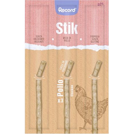 Stik per gatti ricco di pollo con taurina senza glutine e senza coloranti facile da porzionare 30 confezioni da 3x6g cad.
