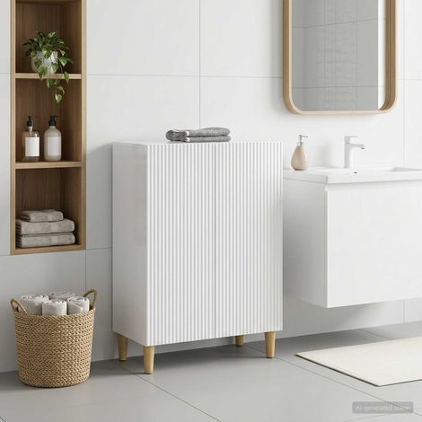 vidaXL Mobiletto da Bagno ARNHEM Bianco Lucido 59,5 x 31 x 80 cm