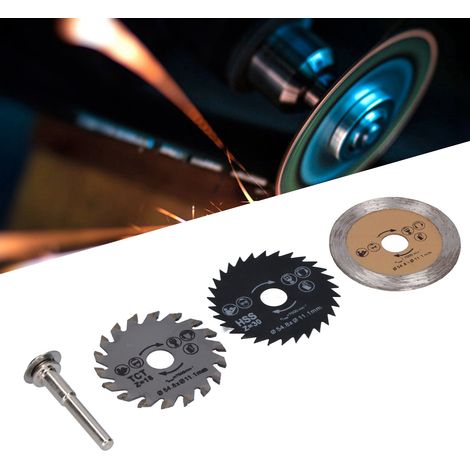 Satz mit 4 Kreissägeblättern, 54,8 mm: 3 Mini-Kreissägeblätter aus HSS + Verbindungswelle (1/5)