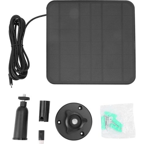 Ortviai Panneau Solaire 6 V 5 W avec Port USB-C, Étanche IP65 et Rotatif à 360° pour Caméras de Sécurité Reolink, Eufy, Ring