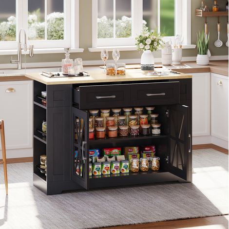 Mueble auxiliar de cocina con mesa abatible MDF OKMYHOME (1/5)