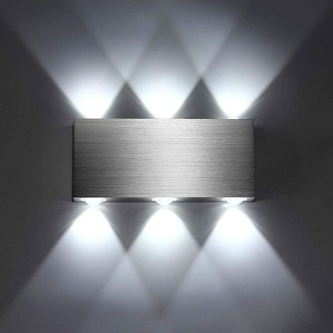 Applique Murale LED 18W Intérieur Lampe Murale Moderne Carré Up Down en Aluminium Eclairage Décoration Lumière pour Chambre a Coucher Bureau Lit Couloir Salon Htel Bar Blanc Froid [Classe énergétique (1/5)