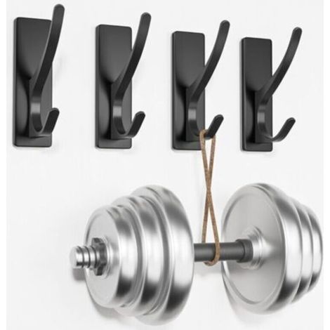 Doppelhaken-Klebehaken, ideal zum Aufhängen von Handtüchern, Rucksäcken, Hüten usw. Stabile und langlebige Metallhaken, perfekt für Bad, Schlafzimmer und Türen. (1/4)