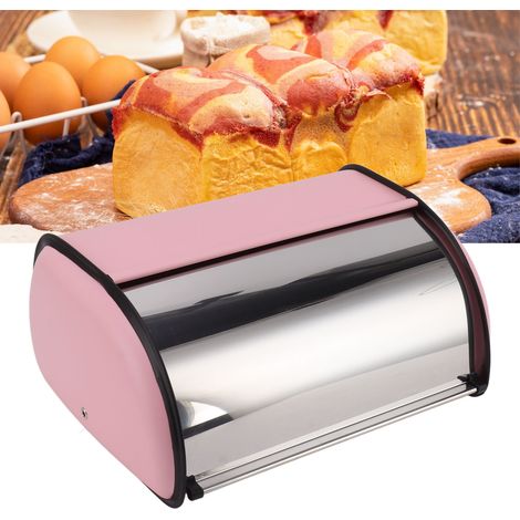 Drehbarer Brotkasten aus Metall, rosa Spiegelglanz, für die Küche