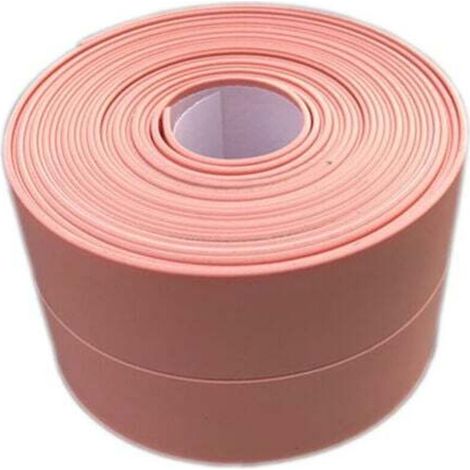 (2 pieces pink) Flexible skirting board - finishing strip for kitchen and bathroom 22mm 3.2m, self-adhesive seal, flexible folding strip, sealing strip MUMU