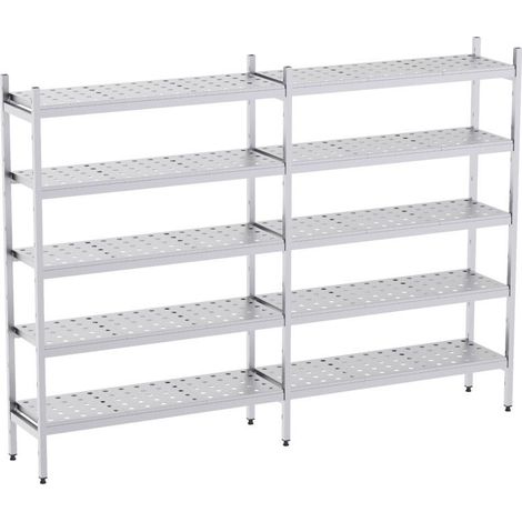 Rayonnage en Acier Inoxydable Linéaires Clayettes Perforées - 2090 à 2990 mm - 5 Niv - P400 - Distform
