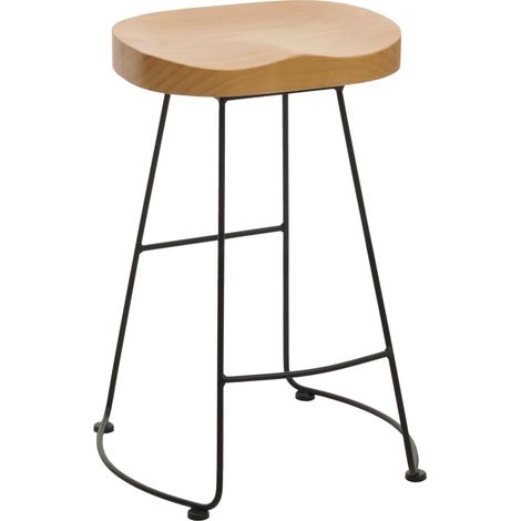 [JAMAIS UTILISÉ] Tabouret de bar HHG-972, chaise de bar tabouret de comptoir tabouret de cuisine, repose-pieds Industrial métal bois massif structure 3D, naturel