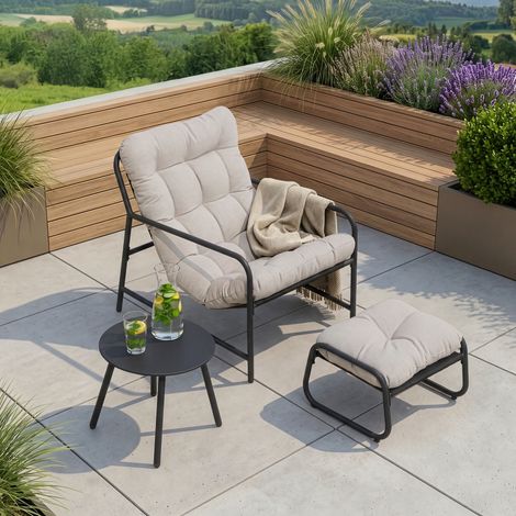 Gartenmöbelset Trerdfjoa 3-tlg. Dunkelgrau/Grau [en.casa] (1/5)