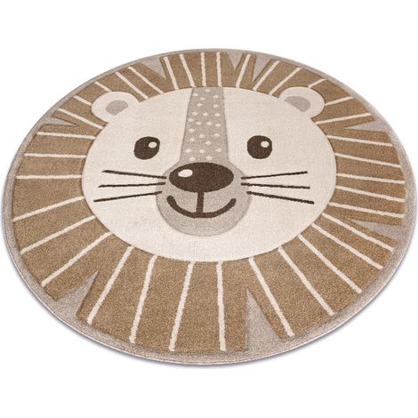 KIDDO Teppich 4424 Kreis beige / creme, Löwe für Kinder, sensorisch beige rund 120 cm (1/5)