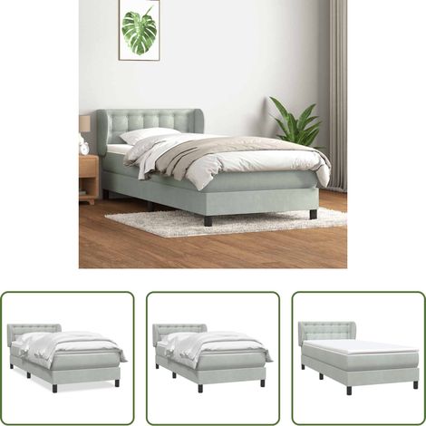 vidaXL Samt - Boxspringbett mit Matratze Hellgrau 80x210 cm Samt (1/5)
