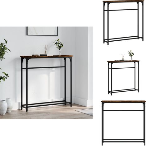 Konsolentisch Räuchereiche 75x19,5x75 cm Holzwerkstoff - Konsolentisch - Flurtisch - Wohnzimmerstil - Industriel Stil - Holzmöbel