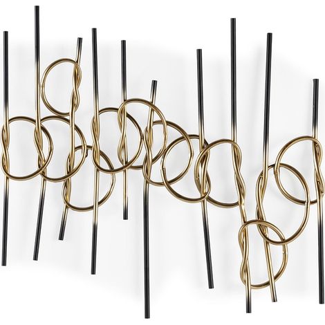 Sculpture murale métal doré et noir design contemporain - doré et noir élégant (1/3)