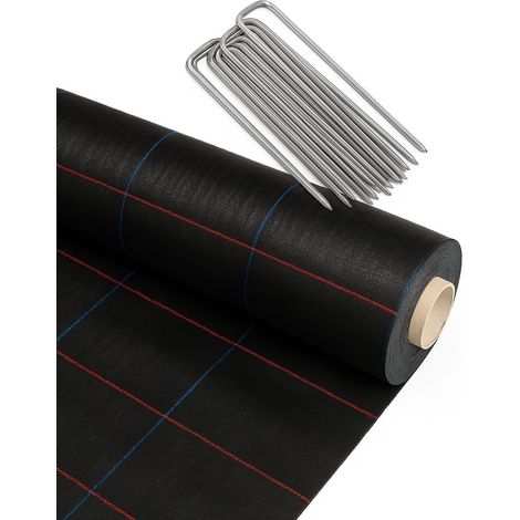 Malla Antihierbas (NEGRO) 120gr Resistente Estabilizada UV Malla contra las Malas Hierbas 1,5 x 100 m + 150 Anclajes -