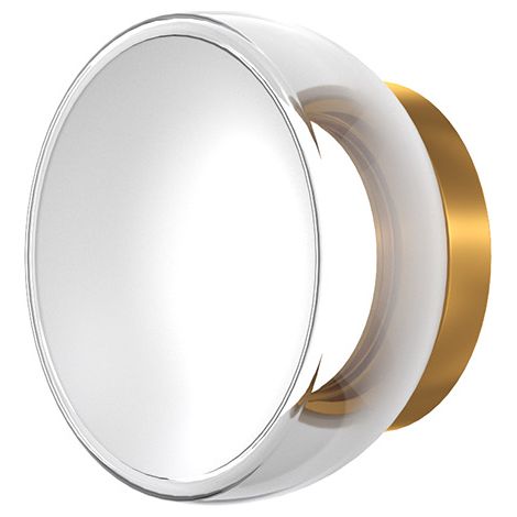 Appliques - Lampade Da Parete Drum Metallo Oro Vetro Bianco 1 Luce Led 8W Calda