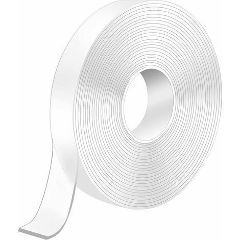 5M Scotch Double Face Extra Fort, 5M x 2CM x 2MM Scotch Transparent Double Face Lavable, Réutilisable Ruban Adhésif Double Face Accroche Tableau (1/5)