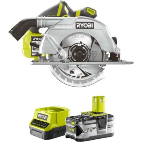 RYOBI Pack Brushless sega circolare 18V OnePlus 60mm R18CS7-0 - 1 batteria 4.0Ah - 1 caricabatterie veloce 2.0Ah RC18120