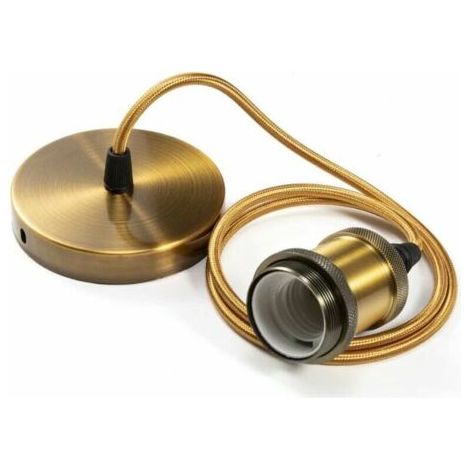 Suspension luminaire en métal Suspension de lampe Douilles de lampe E27 avec câble, Douille de suspension de plafond tressé bronze réglable, pour éclairage au plafond (1/5)