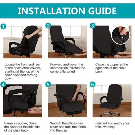 Housse de chaise de bureau paisse et extensible avec accoudoir, protection de meubles universelle, douce et lavable, XL,L (1/4)