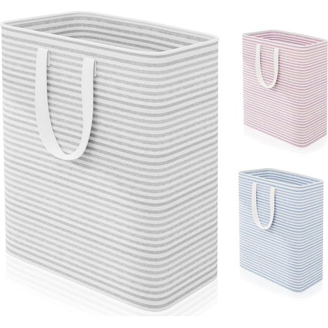 80L Large Collapsible Laundry Hamper, Freestanding Waterproof Laundry Basket, Reinforced Handles, Storage for Clothes, Towels, Toys and Blankets, Grey (1/5)