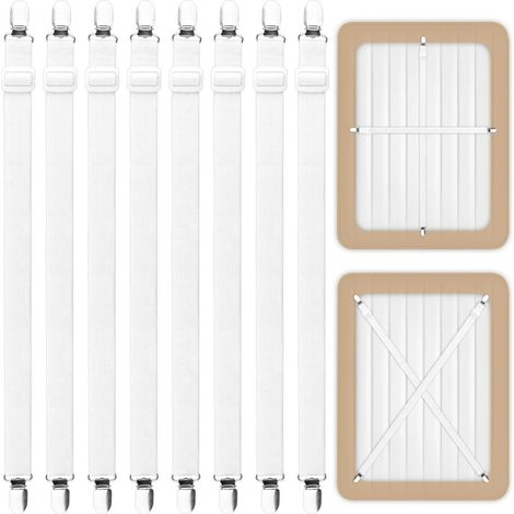 Tendeurs de drap 8 pièces, réglables 65-220cm, pour draps-housse