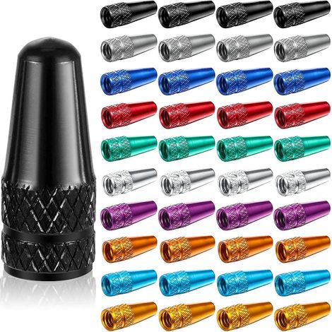 40 Pices Bouchon De Valve Vlo Bouchon De Valve De Vlo En Aluminium Anodis Multicolore Casquettes De Pneu De Vlo Capuchons De Style Franais Anti-p (1/5)