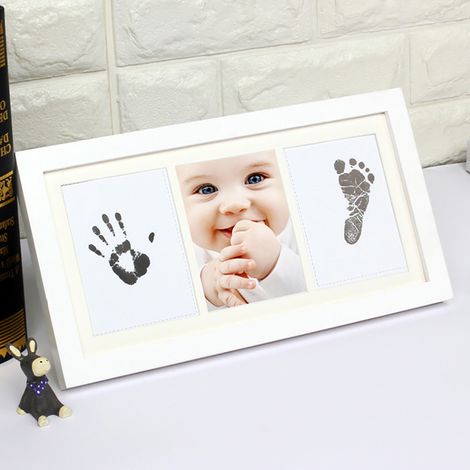 Kit de cadre photo empreintes de mains et de pieds de nouveau-né - Cadeau idéal pour une baby shower (1/5)