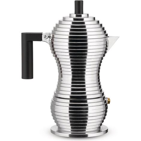 Alessi Pulcina MDL02/3BFM Caffettiera Espresso Moka per Induzione 3 Tazze in Fusione di Alluminio, Nero