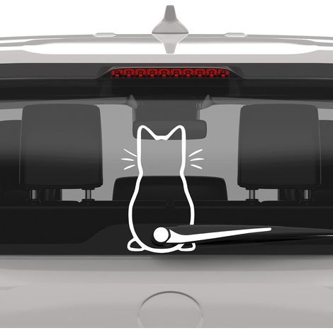 Autocollant en vinyle pour essuie-glace de voiture représentant un chat mignon, jolie figurine animale (1/5)
