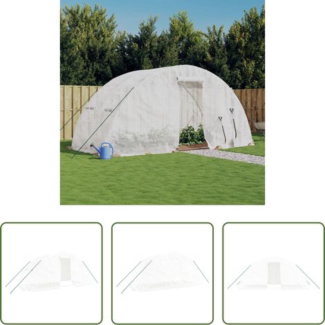 Pflanzenhaus -  Gewächshaus mit Stahlrahmen Weiß 10 m² 5x2x2,3 m (1/5)